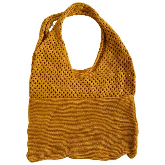 NWOT Mustard Yellow Somerset Knit Woven Tote Bag - Picture 3 of 9